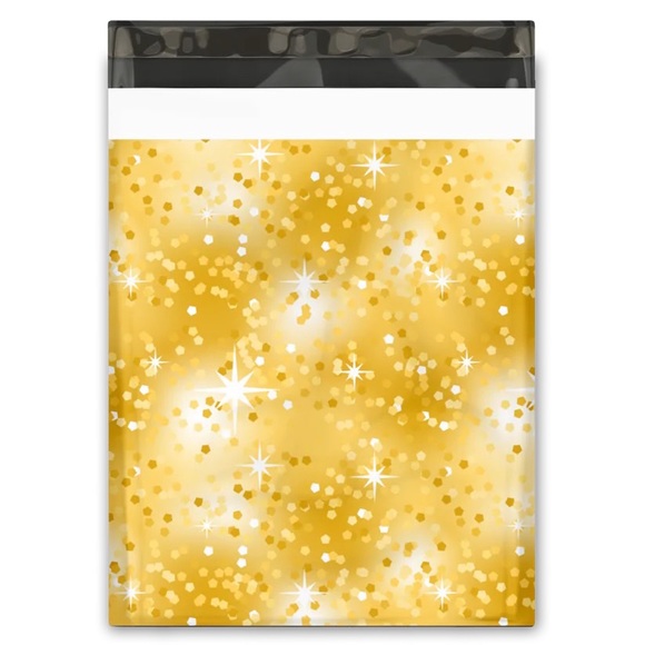 ( Quantity 50 10x13 ) Gold Glitter Poly Mailer Bags Shipping Envelopes - Picture 2 of 2